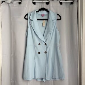 Francesca’s Miami Light Blue Sleeveless Blazer Romper